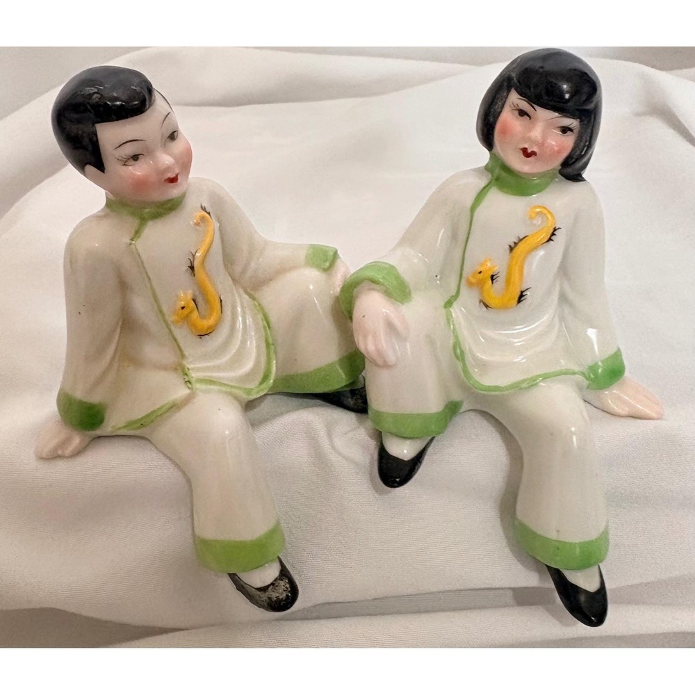 Vintage Made Occupied Japan Porcelain Boy/Girl Shelf Sitter Figurine 3.25"